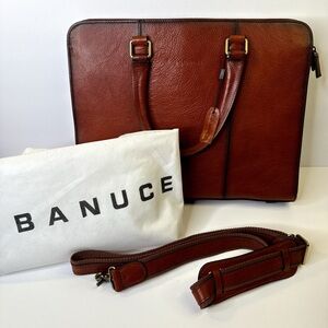 💼 Banuce Genuine chestnut Leather Briefcase Laptop Bag – Brown Business Tote